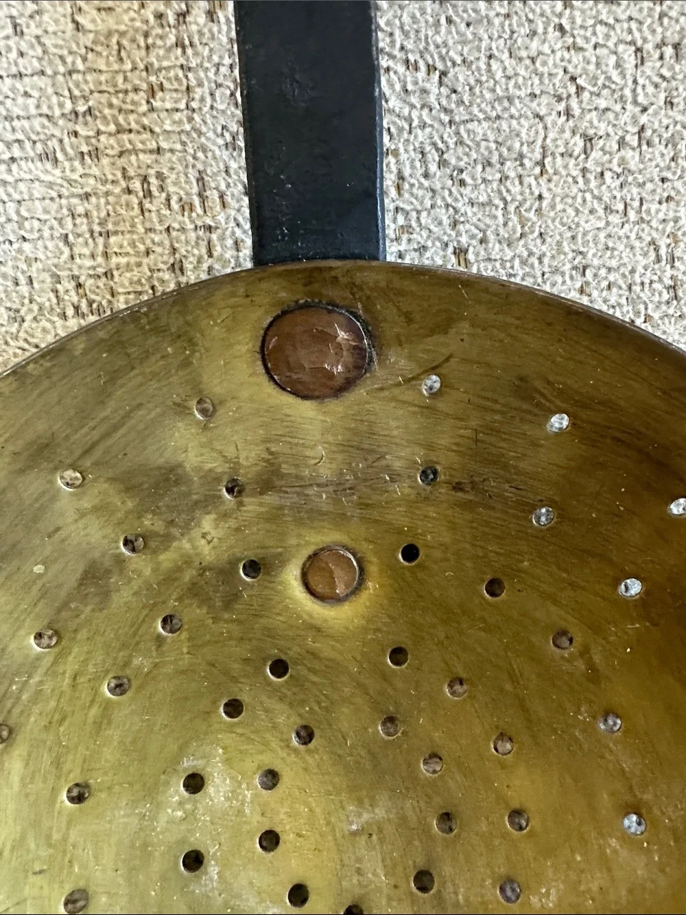 Authentic 19th Century Hand-Forged Brass & Iron Hearth Utensil Set